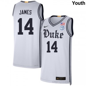 Durable Duke Sion James #14 Ultra-Soft Team White Youth Basketball High School Jersey 94674534